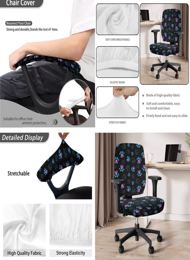 Wanzuoeng Universal Stretchy Computer Office Chair Covers Set of 4, Dog Paw Print Office Desk Chair Seat Cover with Armrest Covers, Soft Comfortable Boss Chair Covers Computer Chair Slipcovers - Image 3